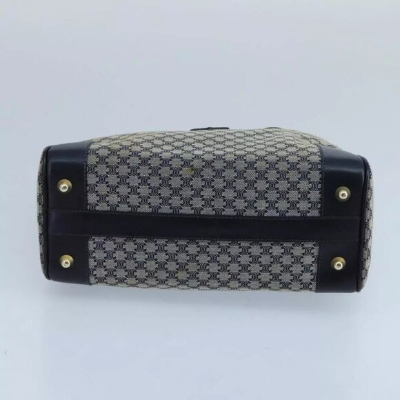 CELINE Macadam Canvas Boston Bag Navy Gold Auth - Picture 11 of 15